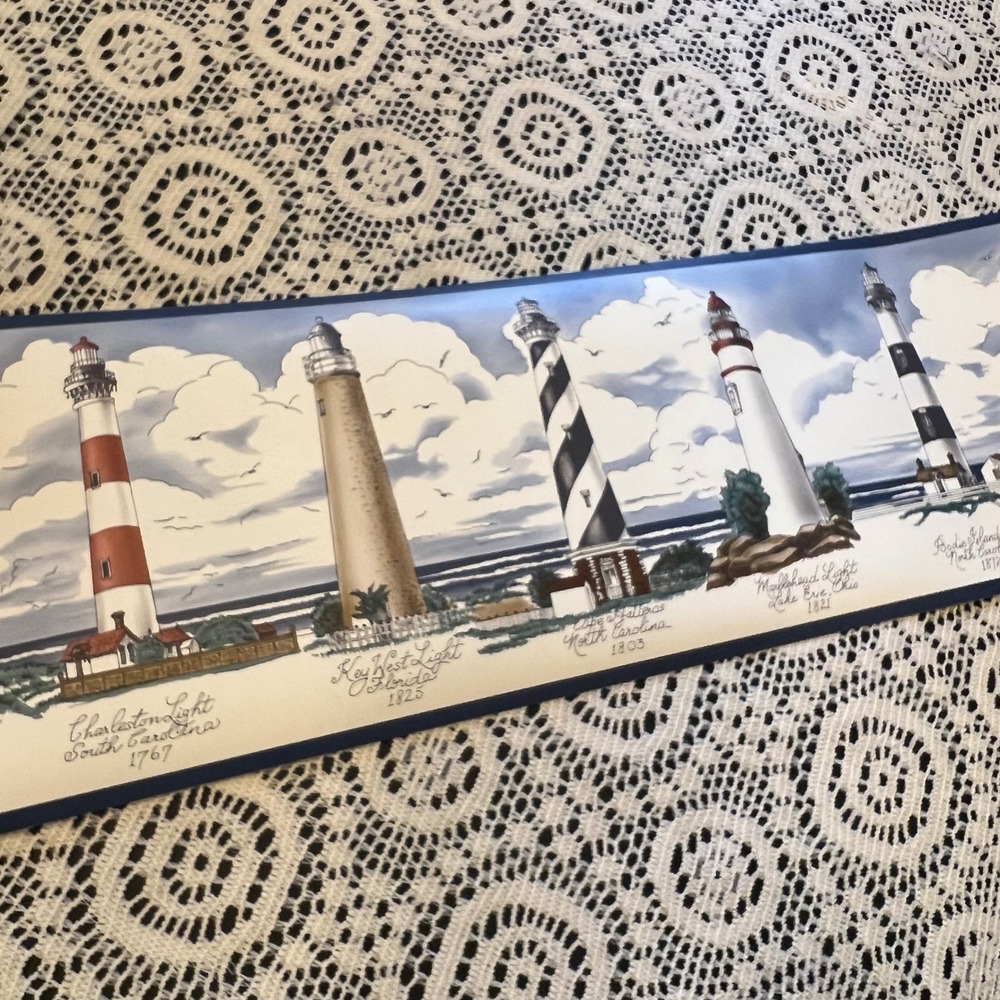 Vintage American Lighthouse Themed Wallpaper Border | 2 Full Rolls | 90s